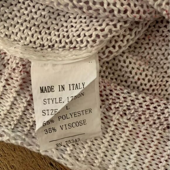 Luisa Ricci Italy Dolman Peacock feather print white pink top women’s large - Picture 6 of 7